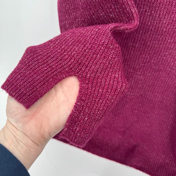 J Jill Sweater Womens Petite Large Lp Burgundy Marled V-Neck Tunic Pullover Knit - Picture 5 of 9